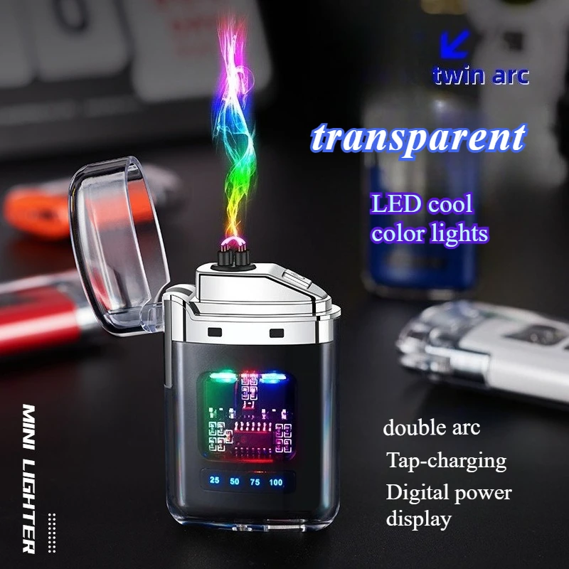 

2025 New Transparent Shell Outdoor Waterproof Electronic Cigarette Lighter Power Display Lighters & Smoking Accessories