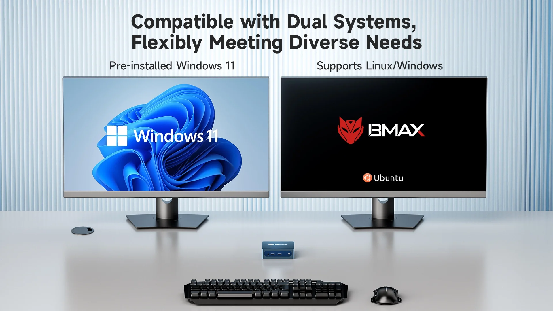 Bmax B1 Plus Windows 11 PC Intel J3355 6GB RAM 128GB ROM HDMI USB WLAN Unterstützt 4K@60Hz Intel HD Graphics 500 Mini-PC – Detail 12