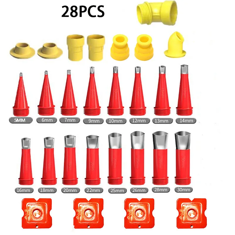 Stainless Steel Seal Nozzle 28-Piece Sealant Seal Nozzle Seal Organizer One Piece Stainless Steel Nozzle Silicone Sea