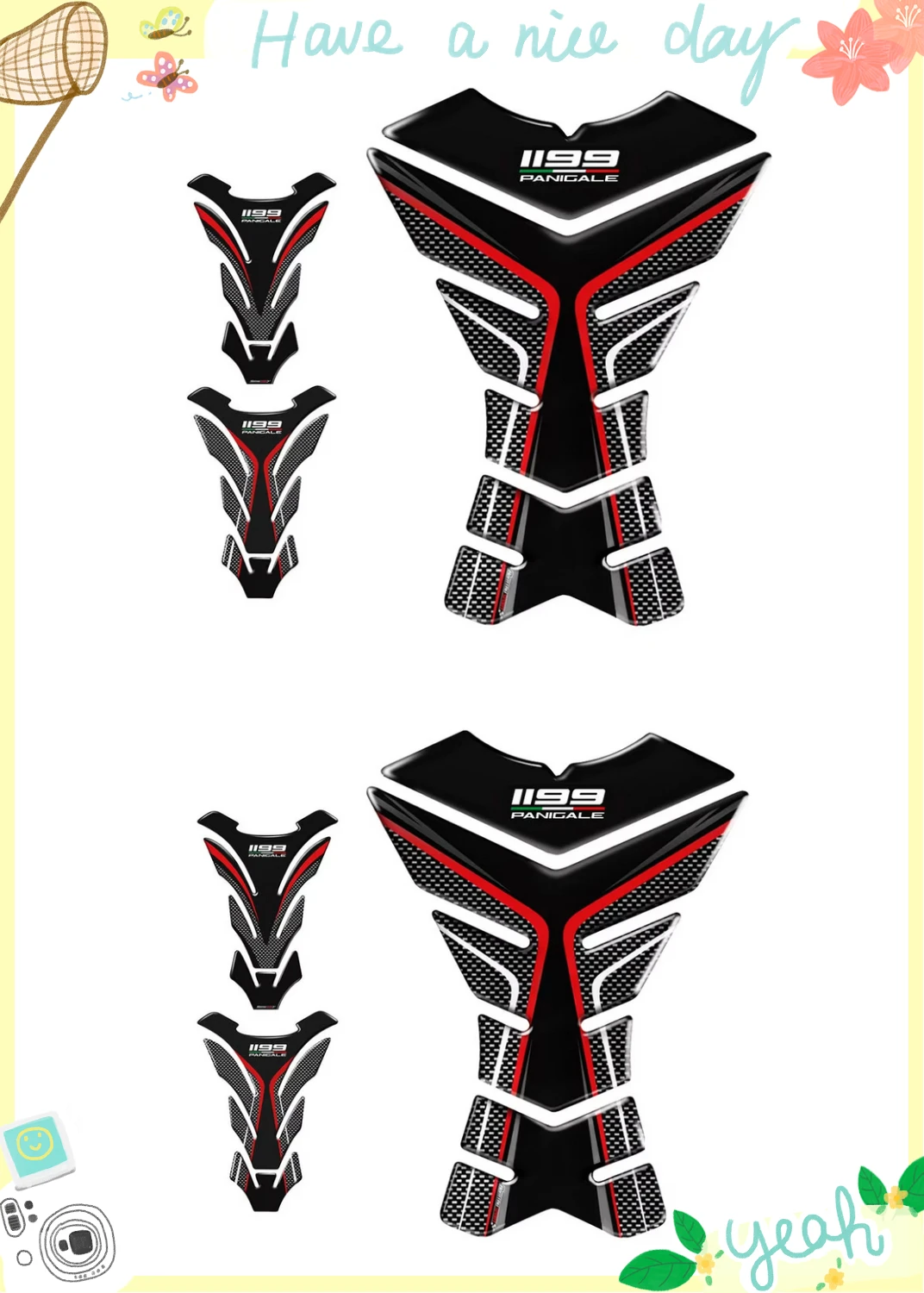 

3D Carbon-look Motorcycle Tank Pad Protector Decal Stickers Case for ducati 1199 pangigale Tank All Years