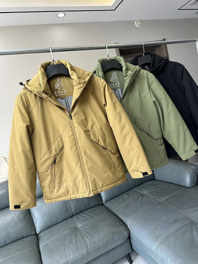 

Thiened aphene Heating Insulation Men's Outdoor Windproof Waterproof Warm Hooded Casual Cotton Jaet Winter Parka