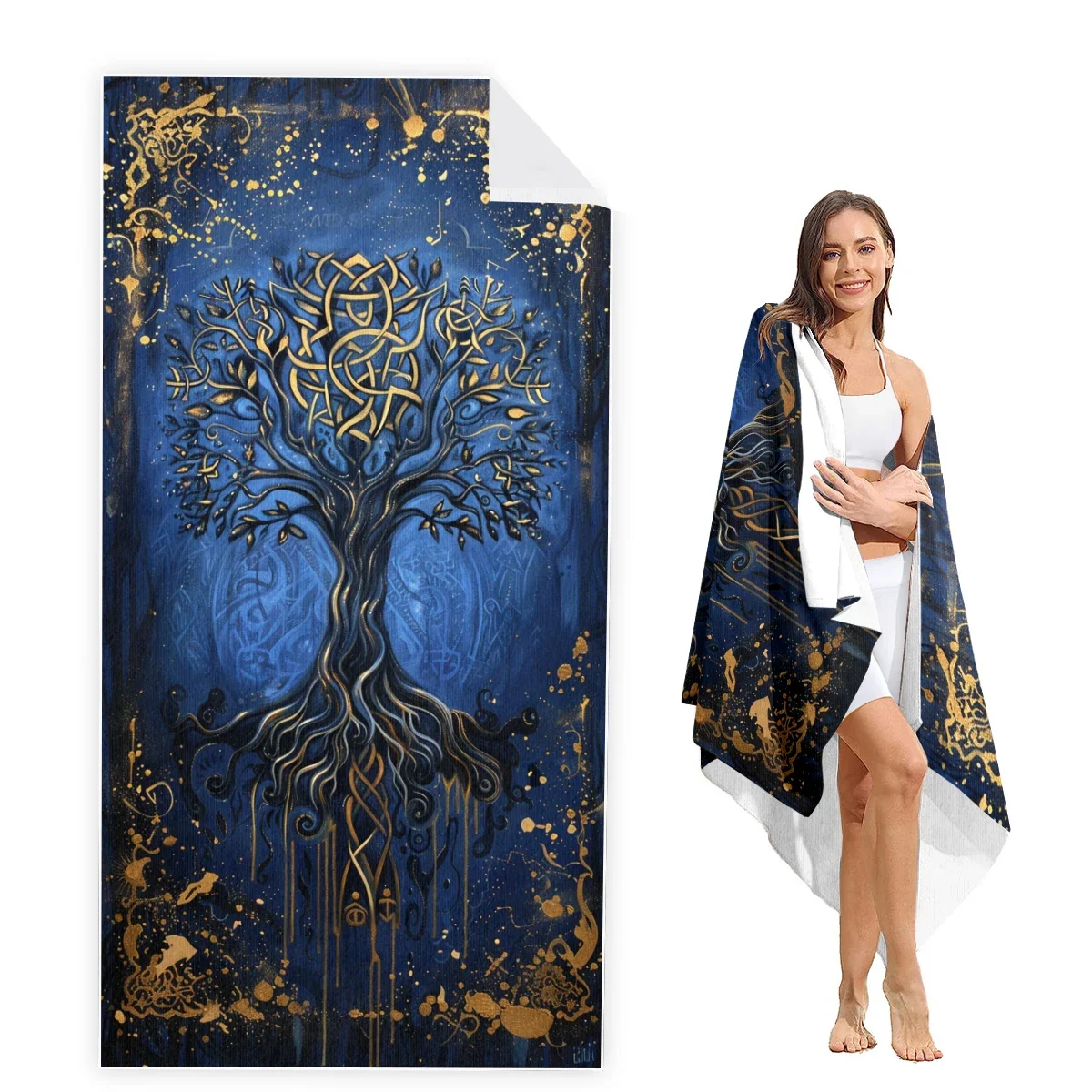 

Tree Beach Towel Oversized,Super Absorbent Sand Free Thick Microfiber Beach Towel,Beach Towels for Kids,Men,Women,Girls,Boy