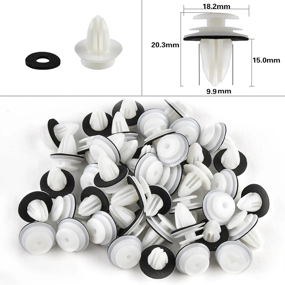 

100Pcs Door Panel Clip With Seal Ring Fastener Rivet Bumper Clip Retainer For Bumpers Shoe Linings Air Intake Covers Etc