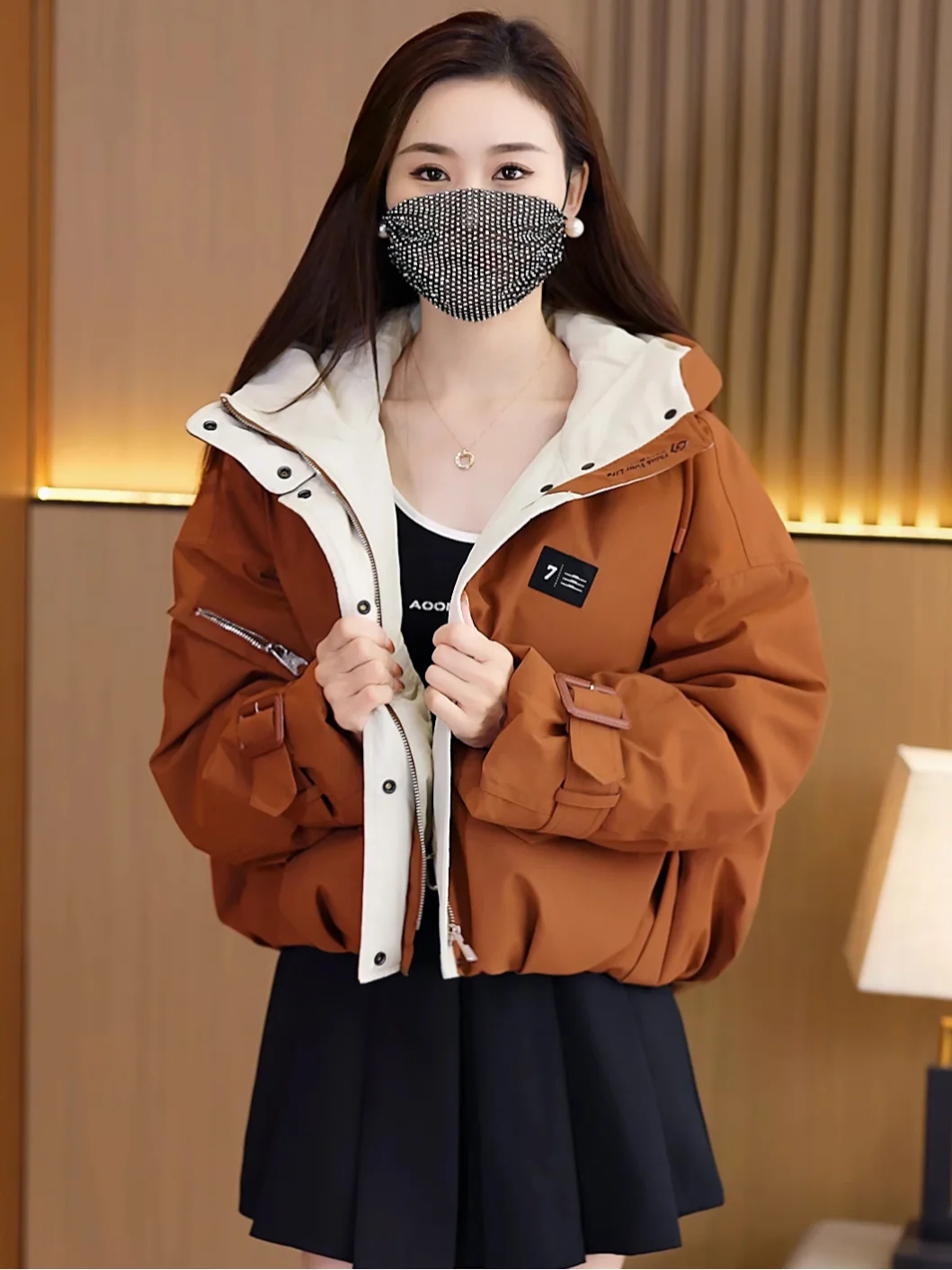 

Winter New Loose Casual Women's Parka Coat Hooded down Cotton Jaet Thi Warm Outerwear Korean Sle Commute Faion
