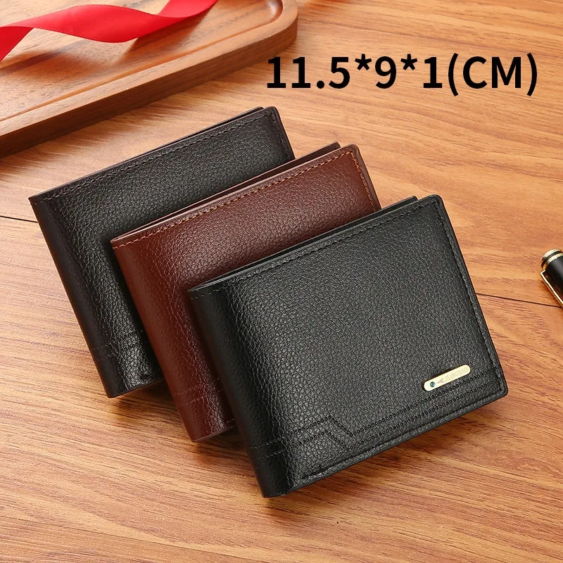 Classic Leather Wallet For Men Fashion Short Slim ID Photo Credit Card Holder Purse Business Man Wallets Money Clip Male