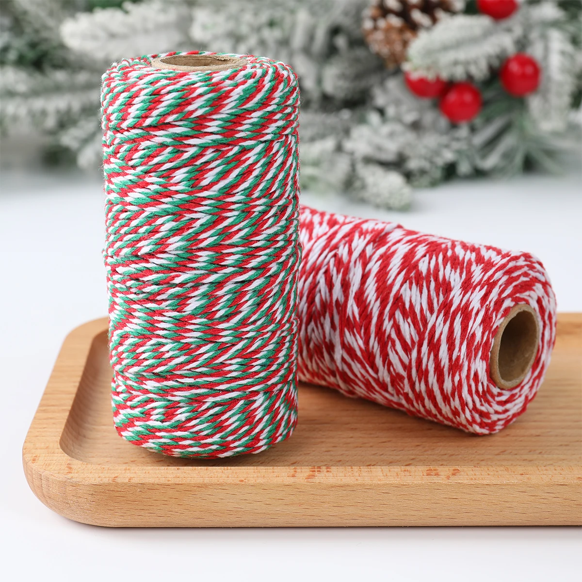 100M Red Green White Cotton Rope 10yards Bakers Twine String Cotton Thread for Home Decor Handmade DIY Christmas Gift Wrapping