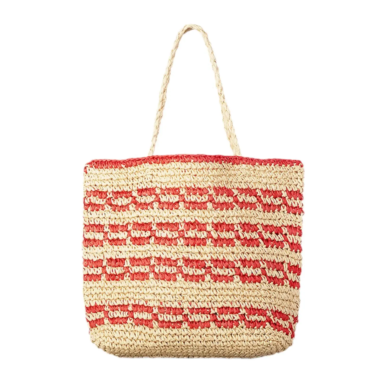 

Woven Shoulder Bag Fashion Portable Beach Tote for Work Outdoor Street Commuting