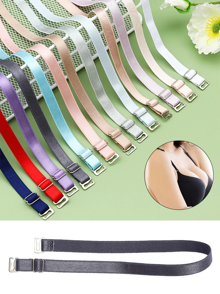 Adjustable Bra Strap Women Non-slip Bra Straps Underwear Accessories Stainless Steel Cloth Shoulder Strap Solid Elastic Trendy