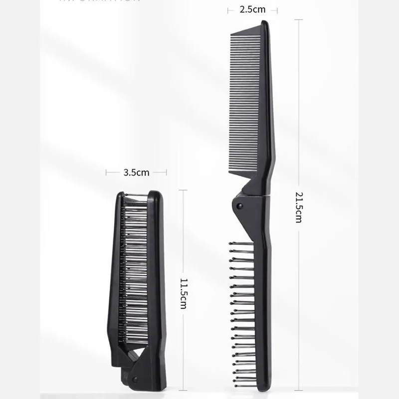 1pc 2 in 1 Double Headed Folding Hair Comb Portable Travel Hair Brush Compact Hair Comb Collapsible Pocket Brush