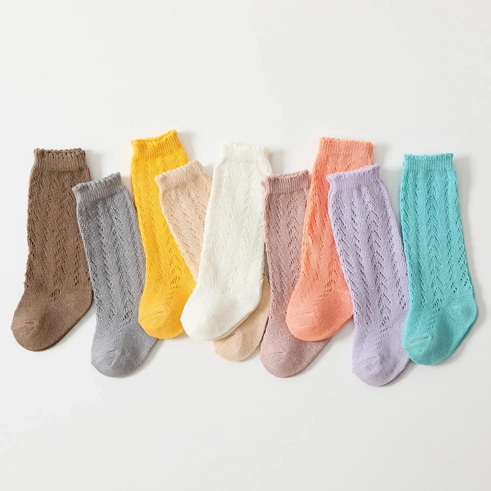 Fashion Girls Cotton Socks Knee High Breathable Children Long Socks Boys Hollow Out Soft Newborn Infant Baby Floor Socks 0-5Y