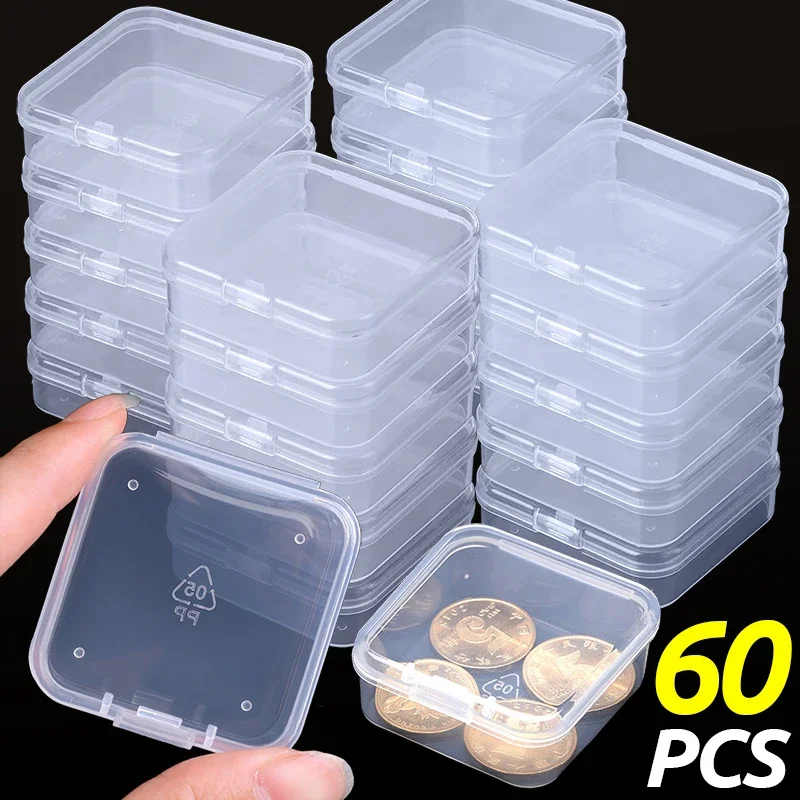 Mini Square Storage Box Transparent Plastic Box Portable Earring Jewelry Packaging Storage Small Box Container Jewelry Organizer