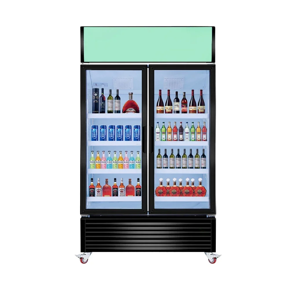 

Refrigeration Equipment Factory Price 2 Glass Door Beverage Upright Chiller Display Fridge Refrigerator Cooler Freezer