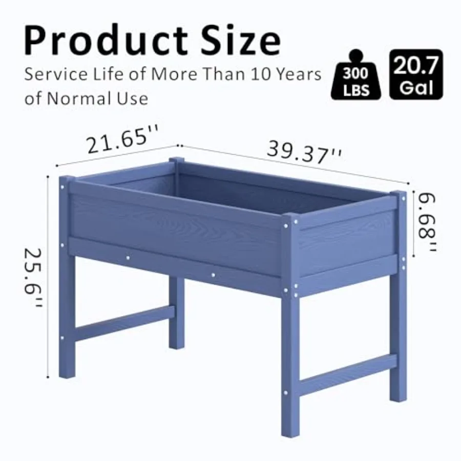 Raised Garden Bed Outdoor with Legs, HDPE Elevated Planter Box Rot-Resistant and Non-Cracking, Raised Beds for Gardening for Ba