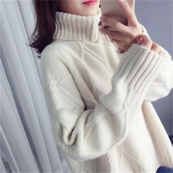 Thicken Warm High Collar Sweater For Women Pullovers Casual Autumn Winter Pull Femme Loose Bottoming Tops Knitwears Clothes