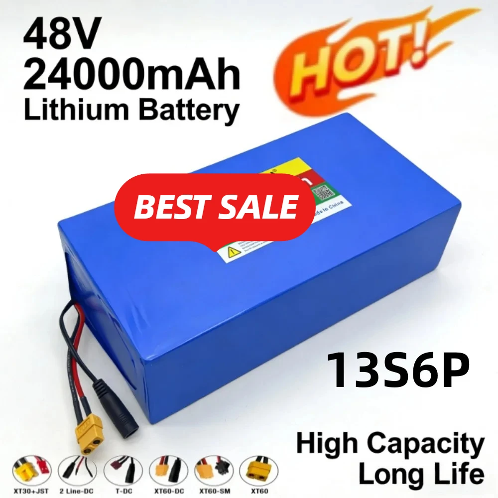 

New 48V 24Ah 2000W 13S6P 48V Lithium ion Battery Pack 24000mah For electric scooter battery 54.6v with BMS+charger