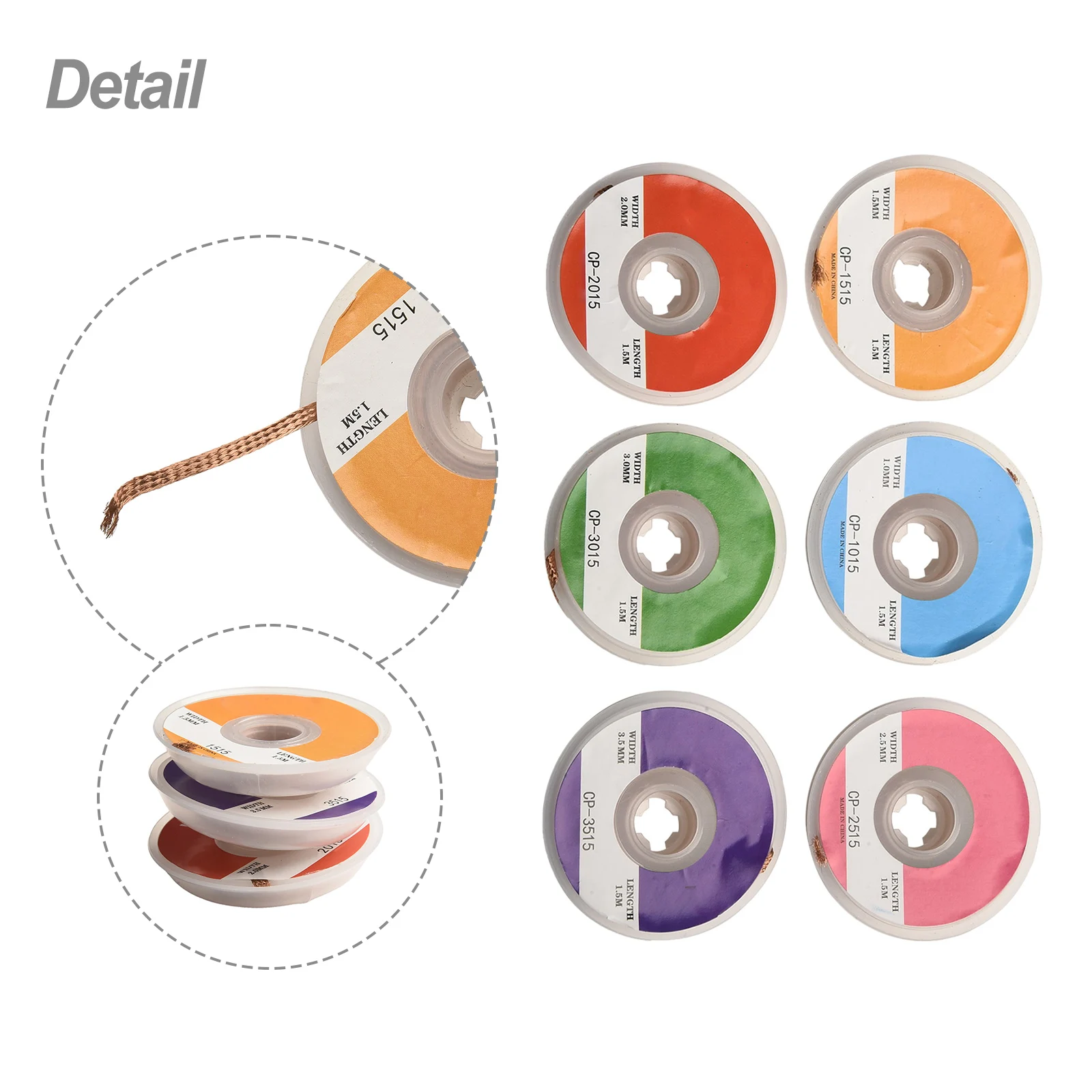 6pcs Copper Desoldering Braid Wire 1.5 Meter Length Set for PCB Solder Removal with 1.0mm through 3.5mm Width Coverage