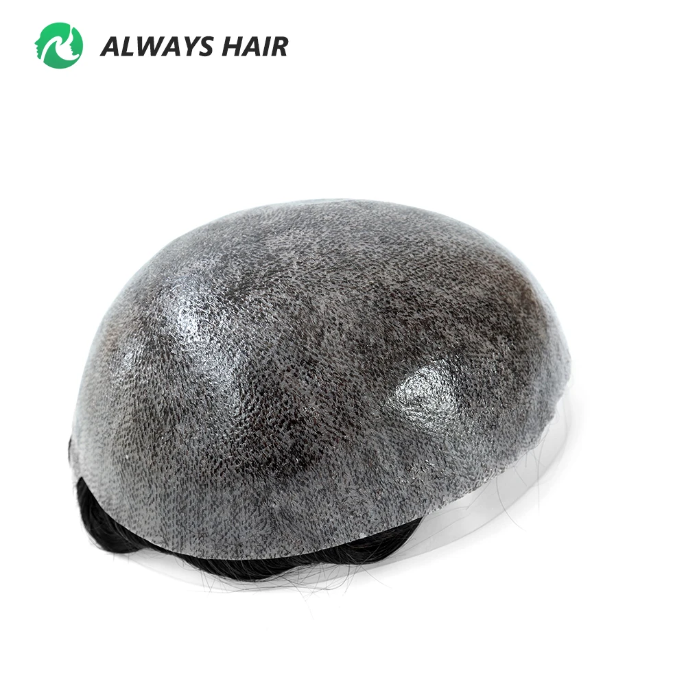 Men's Skin Base Toupee, Capillary Prosthesis, 130% Density, 0.12-0.14mm