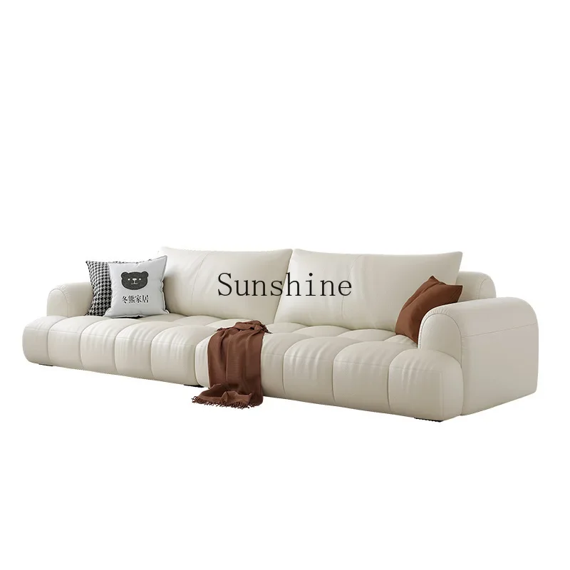 

Sofa living room light luxury straight piano keys leather sofa