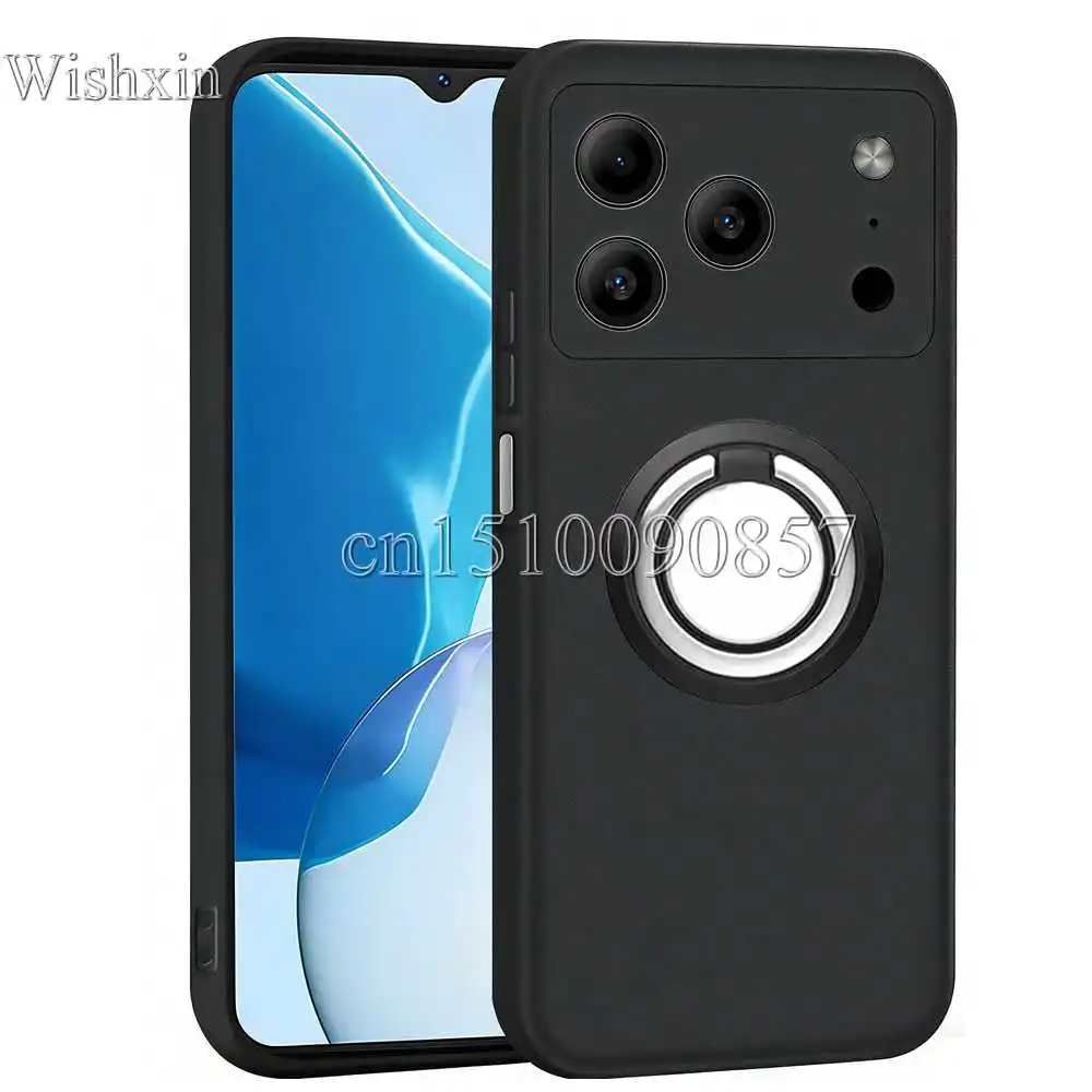 Ring Holder Black Matte Soft TPU Shockproof Camera Protection Back Phone Case Cover For Doogee Note 56 Pro Plus 6.56inch 2025