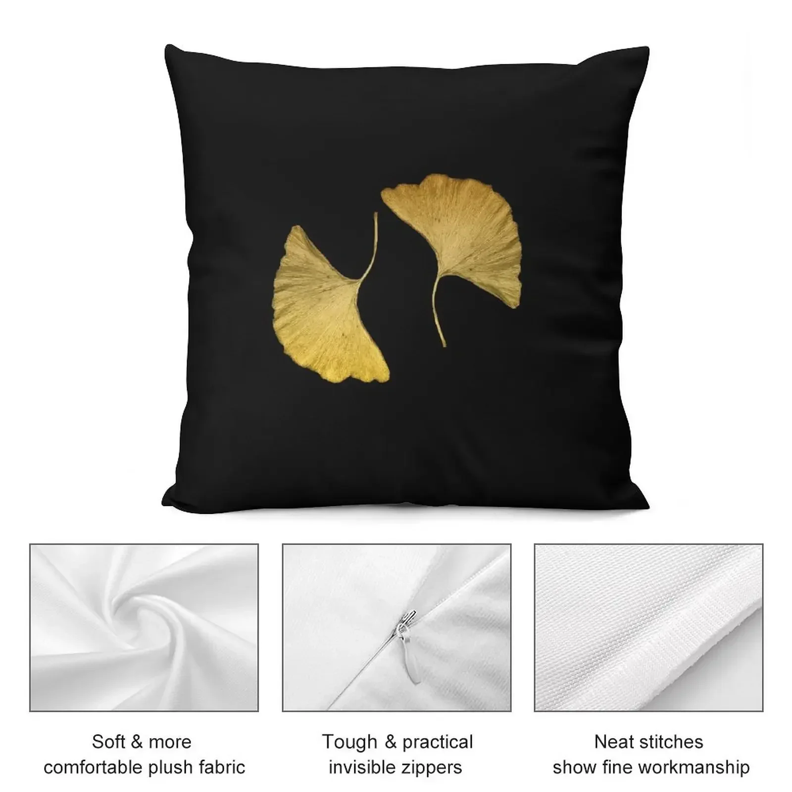 Golden ginkgo leaves Throw Pillow Pillow Case Room decorating items Custom Cushion Photo pillow