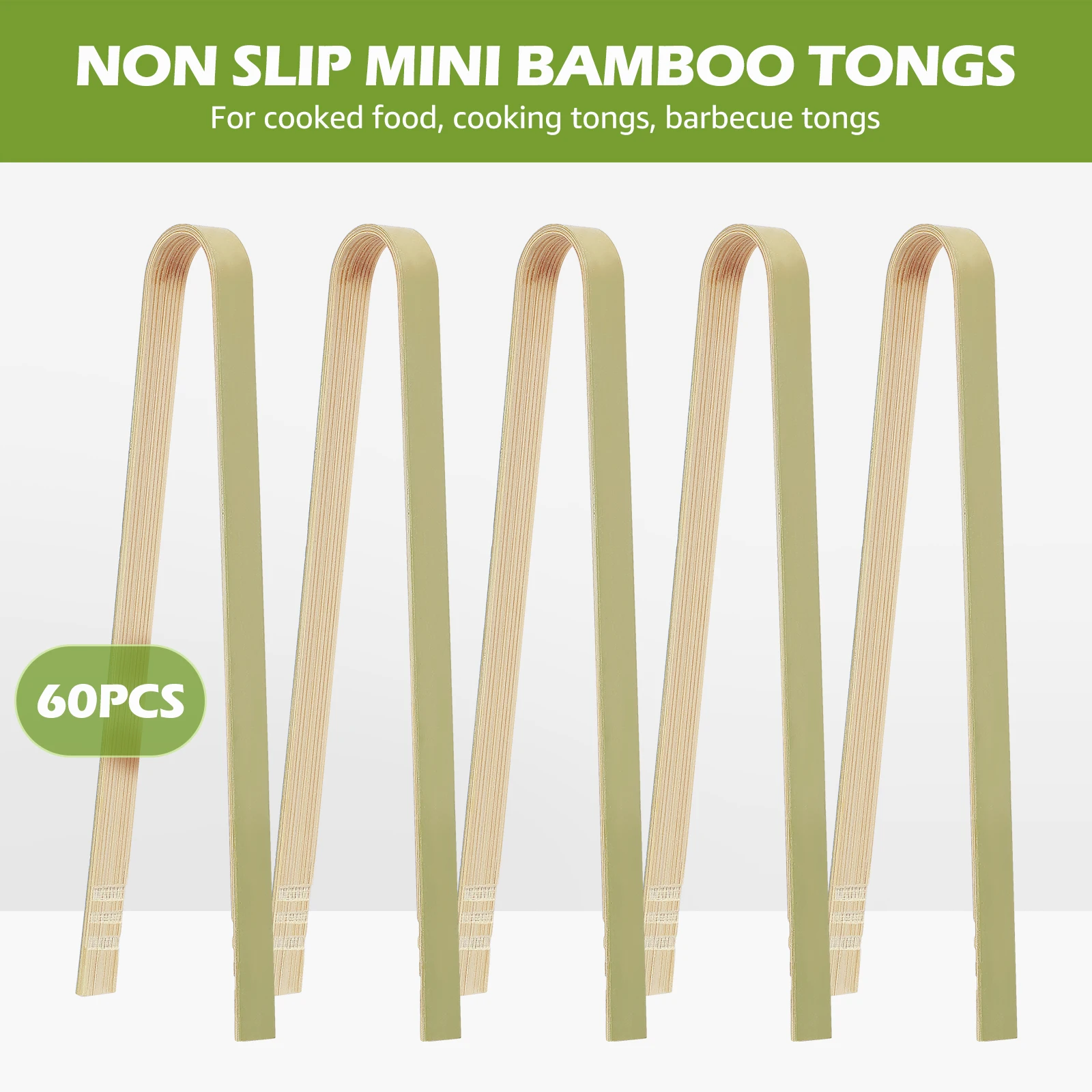 60Pcs Mini Bamboo Tongs Portable Small Toast Tongs Reusable Food Cooking Tongs Multifunctional Serving Tongs Cooking Utensils