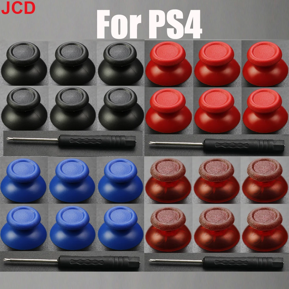 JCD 7pcs 3D Analog Thumb Stick Mushroom Joystick Replacement For PS4 Pro Slim Controller Gamepad Repair Accessory