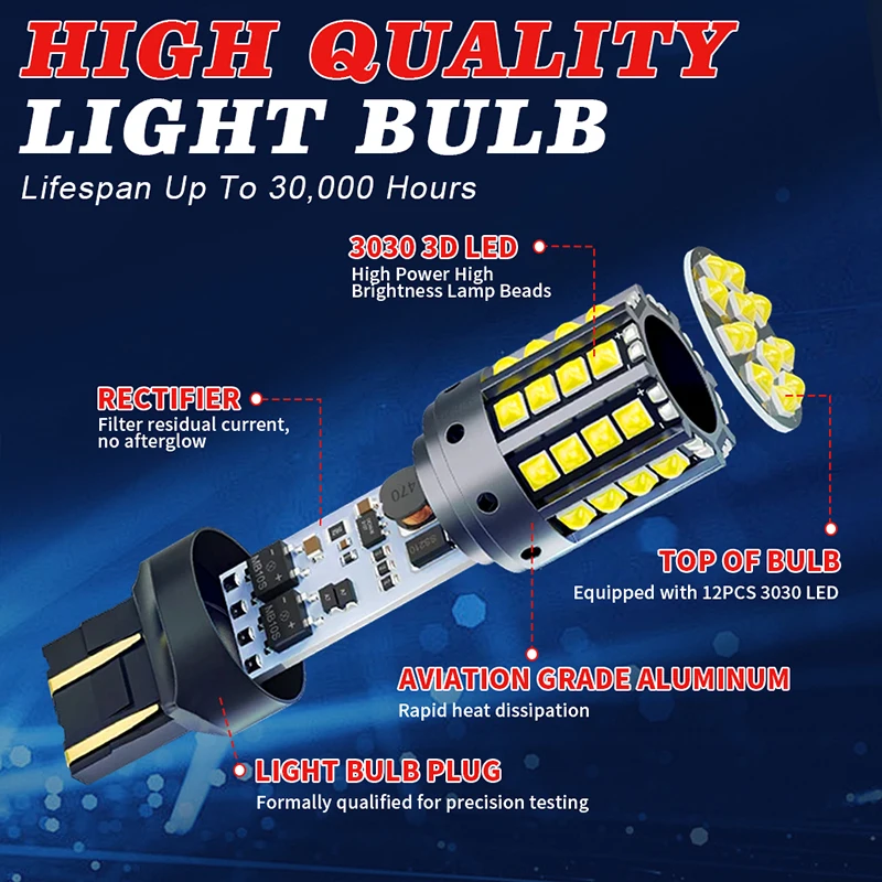 2x 7440 W21W WY21W T20 7443 W21/5W السوبر مشرق أضواء السيارة LED BA15S P21W BAU15S PY21W P21/5W Canbus بدوره إشارة مصابيح الأبيض 12 فولت