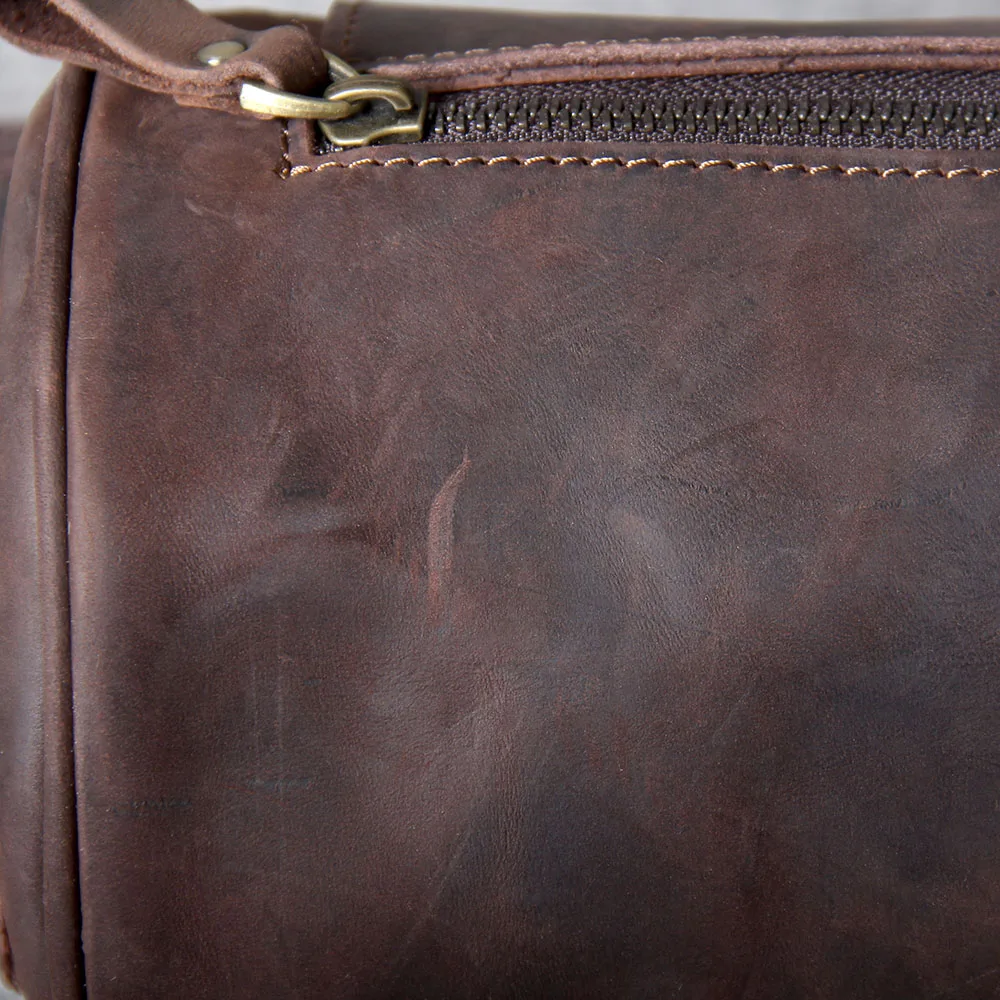 S.WORKER Echtleder Herren Umhängetasche, Bucket Bag, Vollnarbig, Trendige Casual Crossbody-Tasche, Mini-Umhängetasche für Handy & Schlüssel – Detail 16