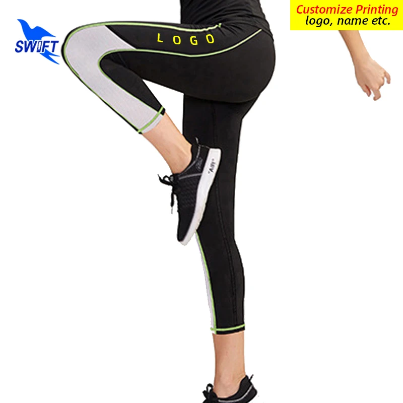 

2022 Mesh Patchwork Capris Yoga Leggings Women Gym Butt Lifting 3/4 Pants Quick Dry High Waist Fitness Running Tights Customized