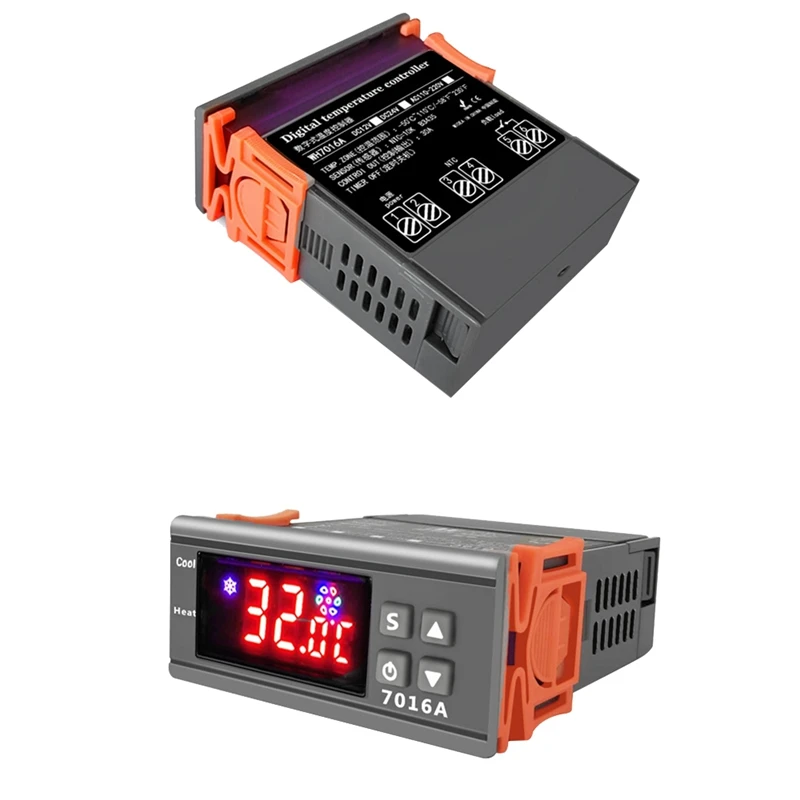 Controlador de temperatura digital 7016A 220V 30A com termostato de controle de temperatura de alta potência Sensor NTC de aquecimento e resfriamento