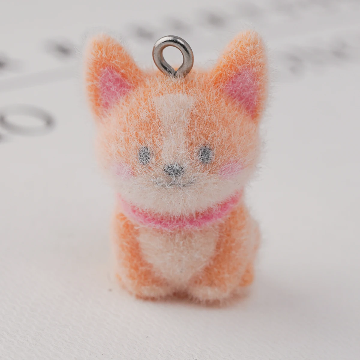 20pcs 3D Flocking doll Charms Cartoon Cute Little Yellow Dog Pendants For make Bag Keychains DIY crafts Jewelry Accessories