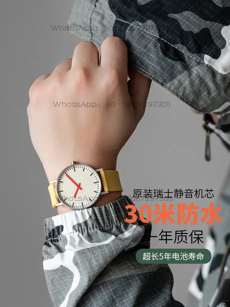 

BIJOUONE B50 Red Simple Design Mute Gift Box Men's and Women's Waterproof Stainless Steel Watch