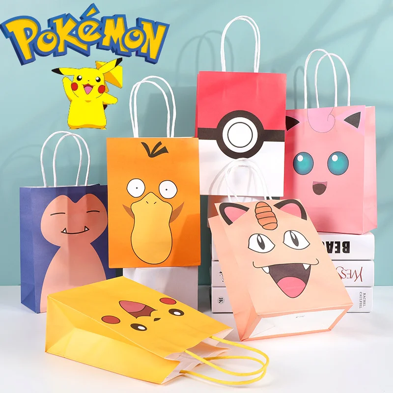 Bolsa de recuerdo de fiesta de Pokémon de Anime, bolsa de papel bonita de Pikachu Charmander Gengar, bolsa de postre de dulces, juguetes para niños,