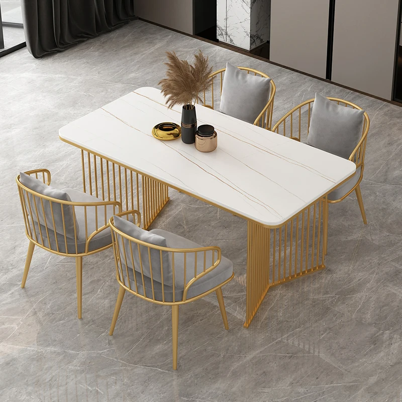 Rock board dining table and chair combination rectangular simple modern niche Nordic Western restaurant chairs