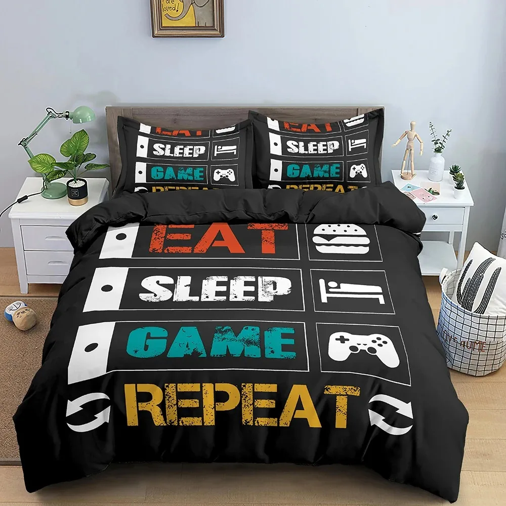 

Gamepad Polyester Duvet Cover Set Colourful Button King Play Gamer Bedding Set Kid Teen Man Video Game for Child Game Room Decor