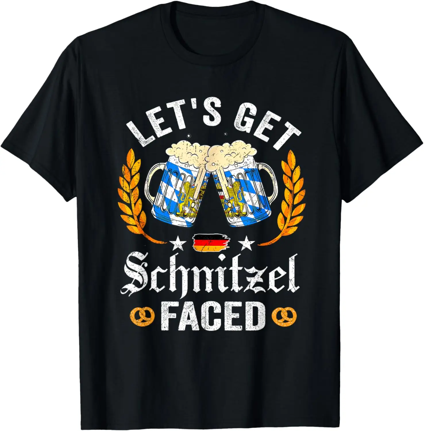 Let's Get Schnitzel Faced Oktoberfest German Funny Gift Custom Printed Graphic T Shirts Couple Streetwear Camiseta Hombre