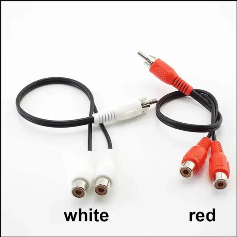 1/3/5pcs Y Splitter Audio Cable One-to-two Audio Line RCA Male to 2 Female Plug RCA Connector Adapters Wire Cord for HDTV/PC A2