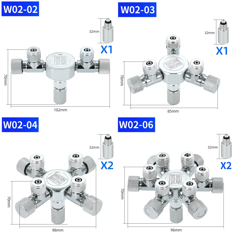 Aquarium multi-channel CO2 distributor 2-6 splitter CO2 generator CO2 pressure reducing valve metal fish tank CO2 splitter