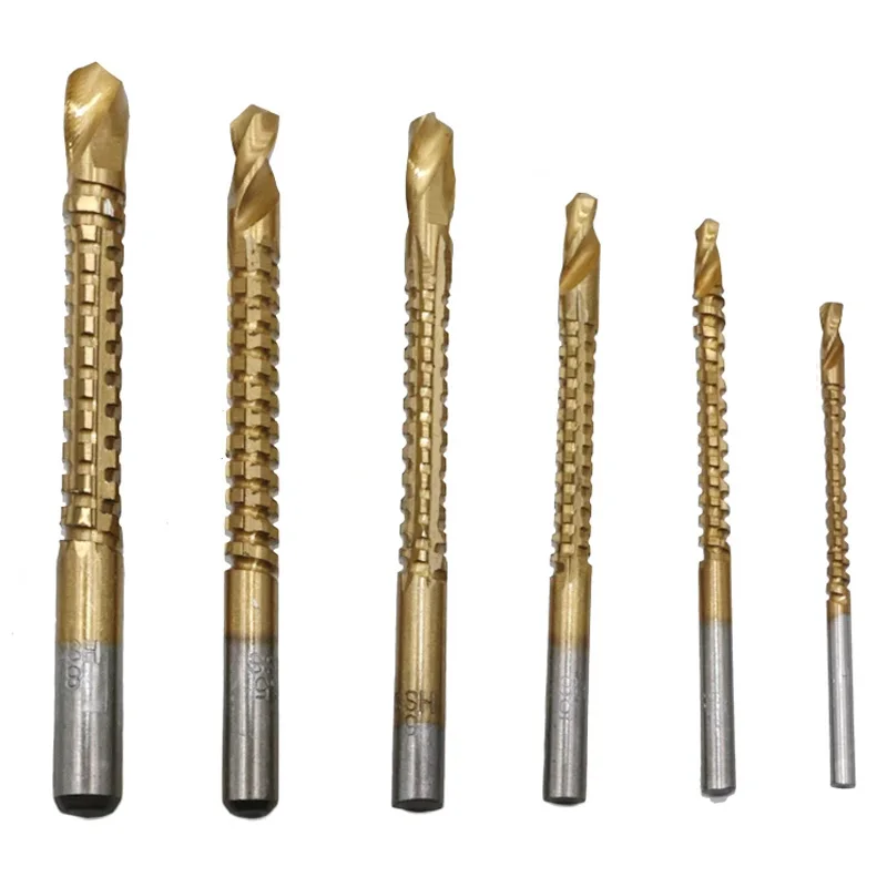 6 pezzi Set di punte da trapano Acciaio ad alta velocità Punzonatura del legno Scanalatura Strumenti per la lavorazione del legno Punta da trapano elicoidale per scanalatura in metallo multifunzione