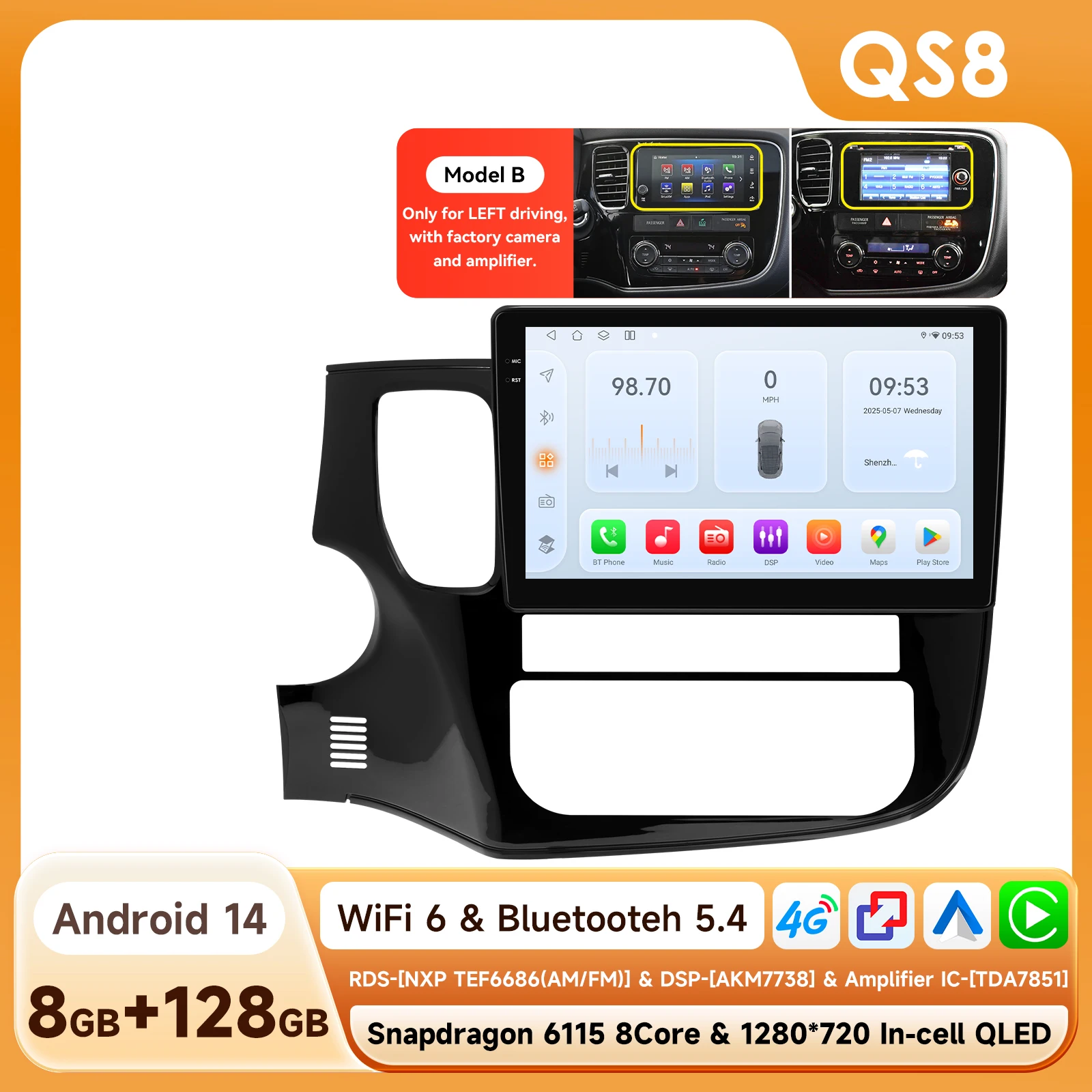 Carplay 4G-LTE 9 "10.33'' Autoradio Android voor Mitsubishi Outlander 3 GF0W GG0W Xl Multimedia Speler Nav GPS 2 Din Stereo DSP