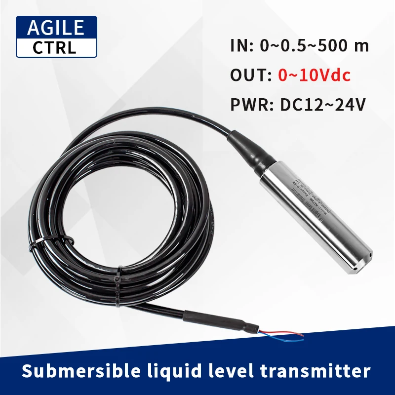 

IP68 Industrial Hydraulic Water Tank Pool Pressure Level Transmitter Immersible Analog 0-10V Water Level Sensor Transmitter