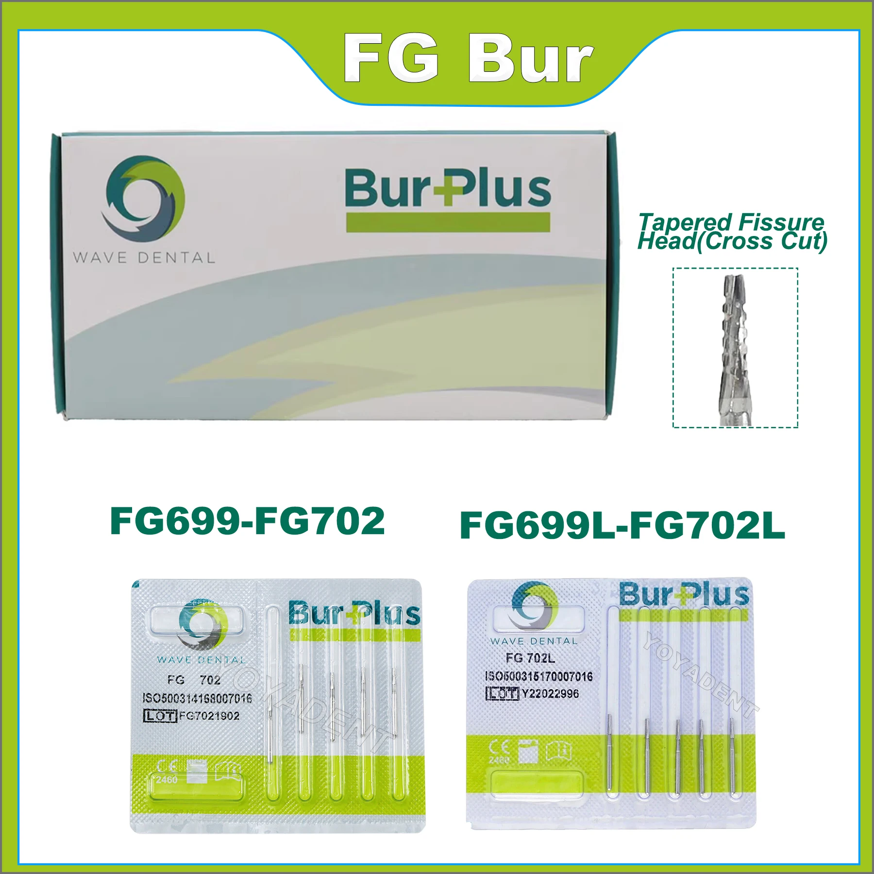 

WAVE Dental Burs Dental Tungsten Carbide Burs Dentistry Drill FG High Speed Handpiece Burs Dia.1.6mm 5Pcs/Pack Dentist Tools