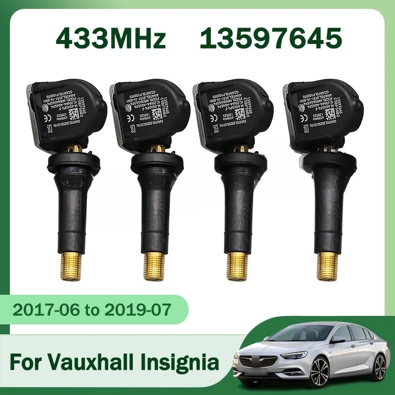 

1/4 шт., 433 МГц, 13597645 39186445 13512347, датчик TPMS, система контроля давления в шинах для Vauxhall Insignia Astra