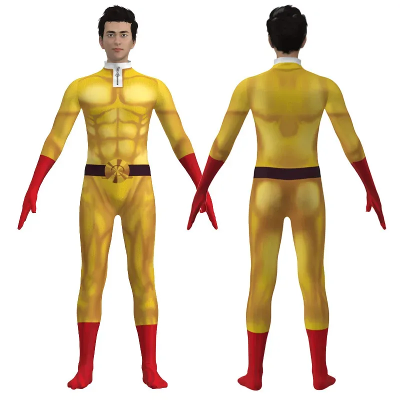 New Halloween Cosplay One Punch Man Cosplay Costumes For  Saitama Anime Cosplay Bodysuit Superhero Halloween Jumpsuits Outfits w view 3
