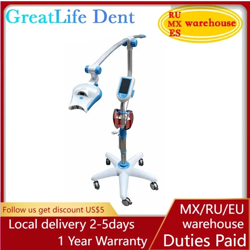 GreatLife Dent 5 Inch Touch Screen Dentists Tooth Bleaching Accelerator System Dental Teeth Whitening Machine LED Lamp Light