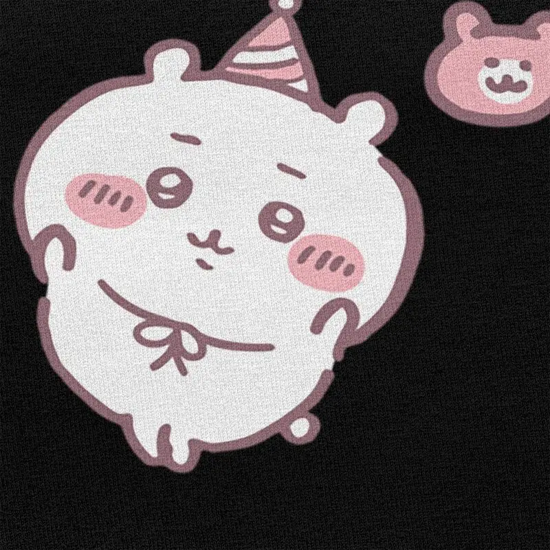 Custom Chiikawa T Shirt Men Pure Cotton Tshirt Casual Tees Short Sleeves Cute Cartoon T-shirts Slim Fit