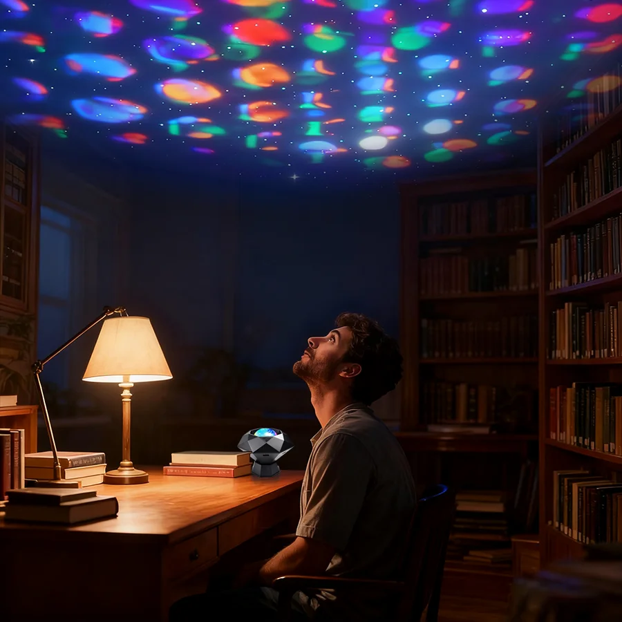 1/2pcs romantic 8-color crystal cube/cylinder corrugated texture projection USB lamp, USB ambient light, USB plug-in use, touch