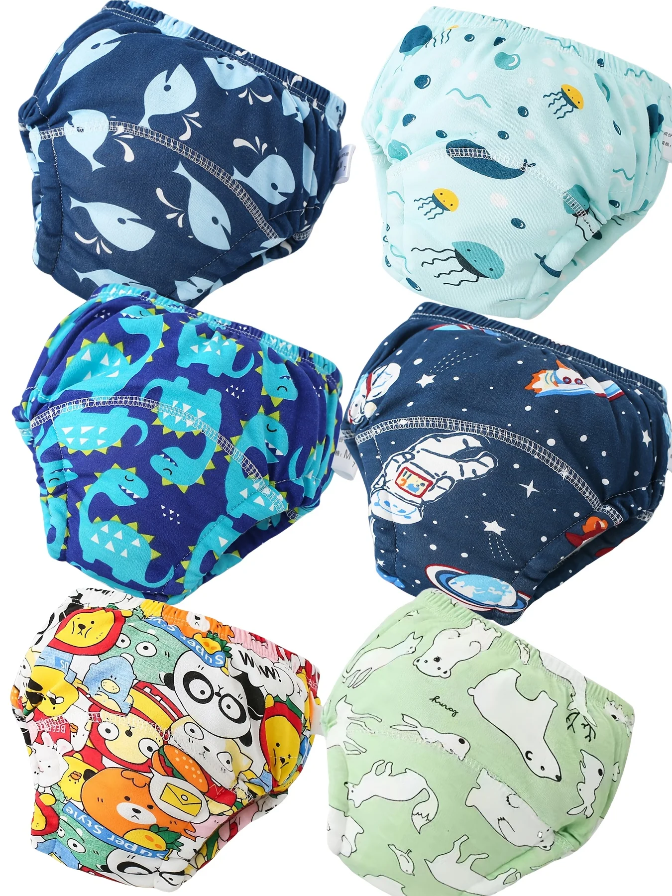 

Комплект из 6 детских тренировочных штанов — моющиеся тканевые подгузники для мальчиков и девочек с цветочным узором, подходят, всесезонный комфорт, мягкие и дышащие