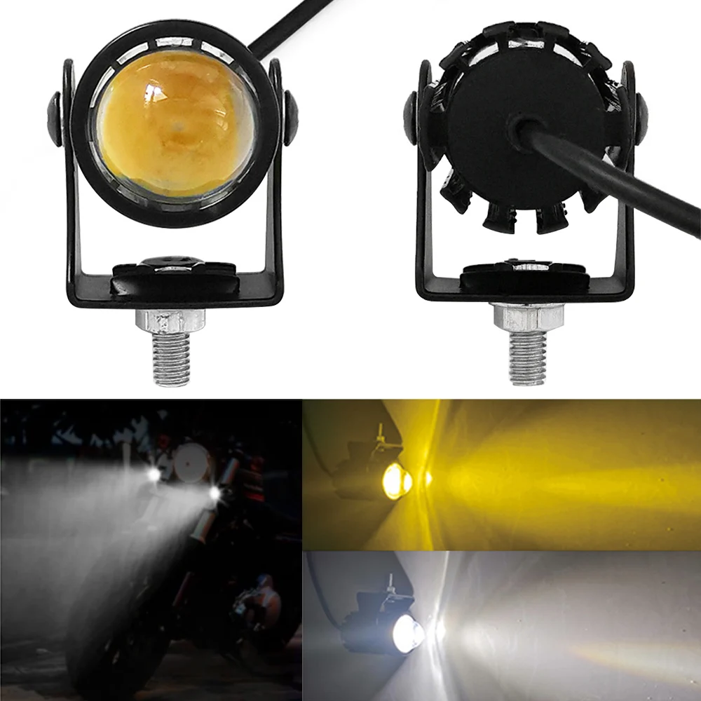 Dual Color Motorcycle Accessories Auxiliary Spotlight Lamp Universal Motorcycle LED Headlight Lens ATV Projector