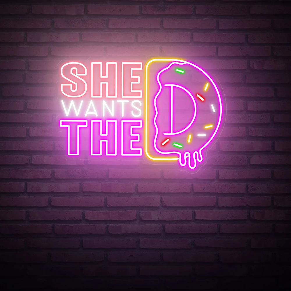 She Wants The Donut Neon Sign Custom Neon Signs Cafe Wall Decor Bakery Shop Welcome Led Neon Light Business Decor Bar Sign